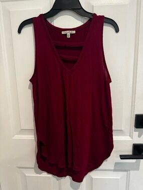 Express Deep Burgundy V-Neck Tank with Strappy Back